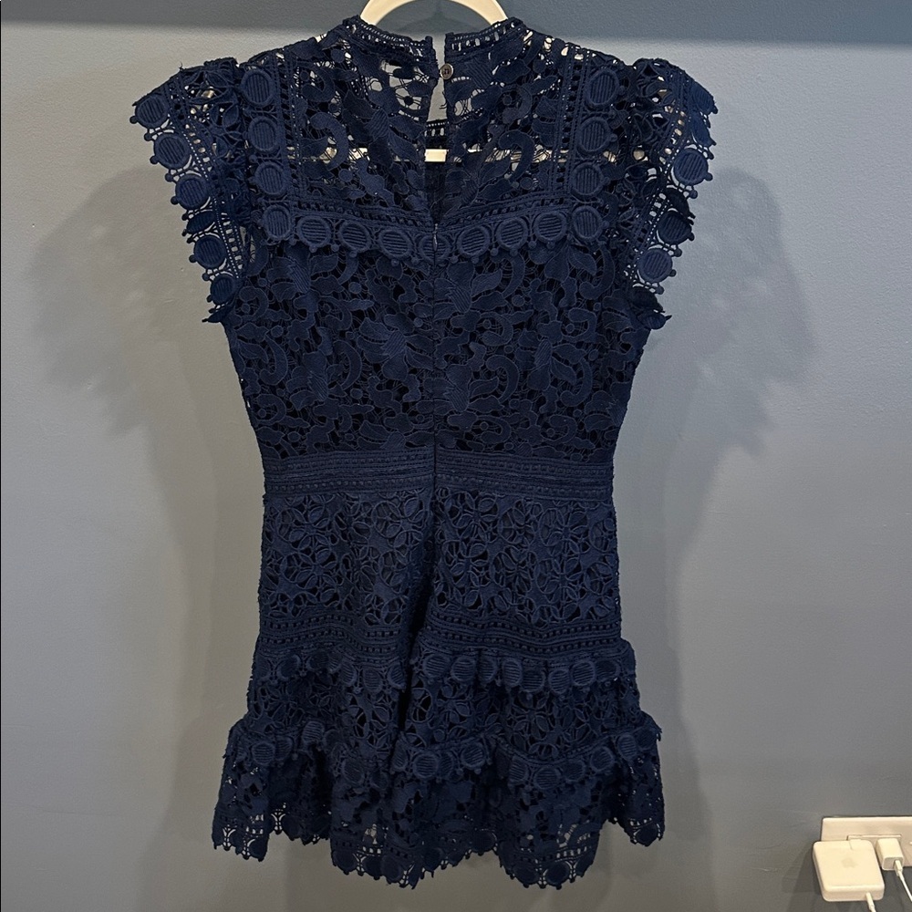 SEA NEW YORK ABBY PUFF SLEEVE SHORT DRESS - NAVY BLUE - Picture 7 of 7